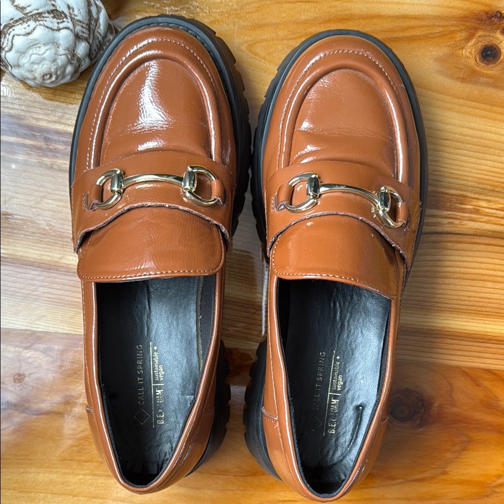 Women's Classic Brown Lug Sole Chunky Loafer 7 Silver Horsebit Preppy Academia - Picture 7 of 7